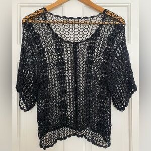 Sexy black crochet Lacey top (Med)